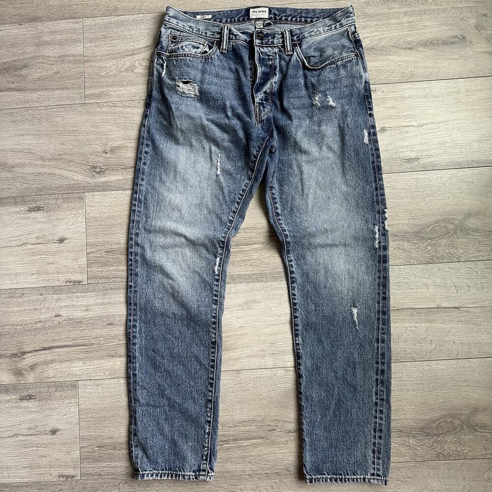 Todd Snyder Selvedge Jeans Men 32x29 Light Wash Fade Slim Fit Distressed 12.5 Oz